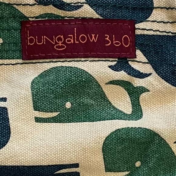 Bungalow 360 Canvas Crossbody/Shoulder/Hobo Beach Bag Blue Green Whale Print - Picture 5 of 13